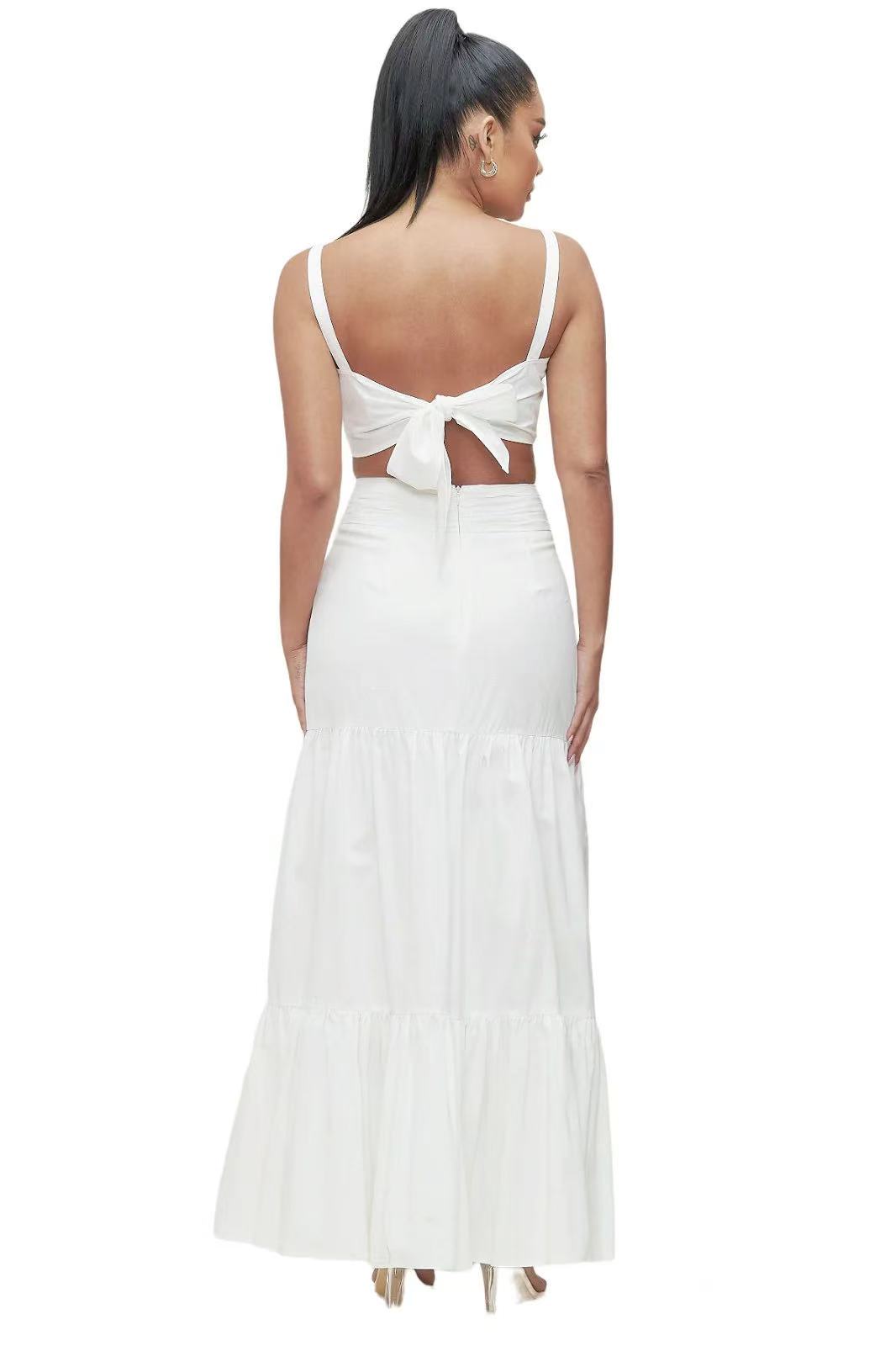 Two piece White cotton evening dress