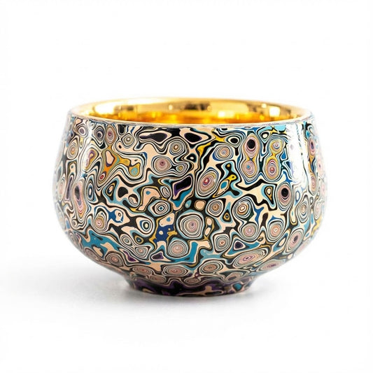 Imperial Thousand Layer Lacquer Cup | 24K Gold-Lined Artisan Tea Bowl